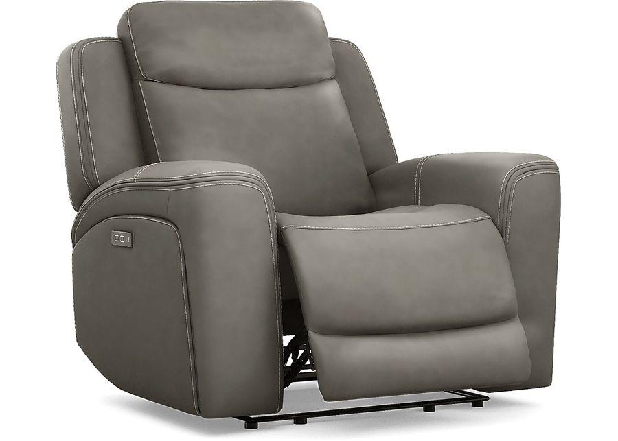 Davidson Dark Gray Leather 8 Pc Dual Power Reclining Living Room