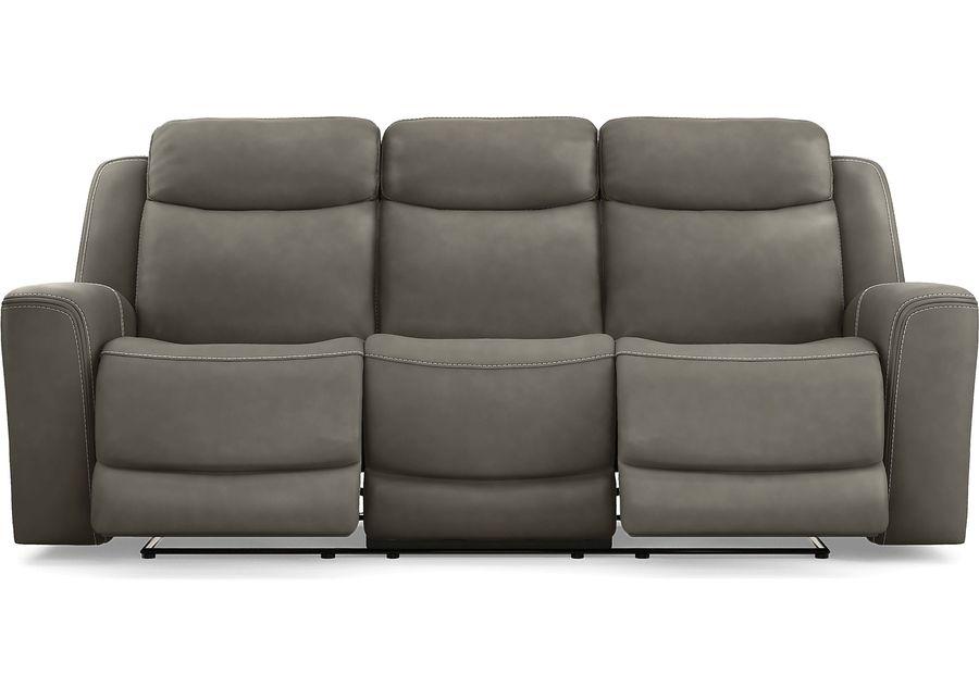 Davidson Dark Gray Leather 8 Pc Dual Power Reclining Living Room