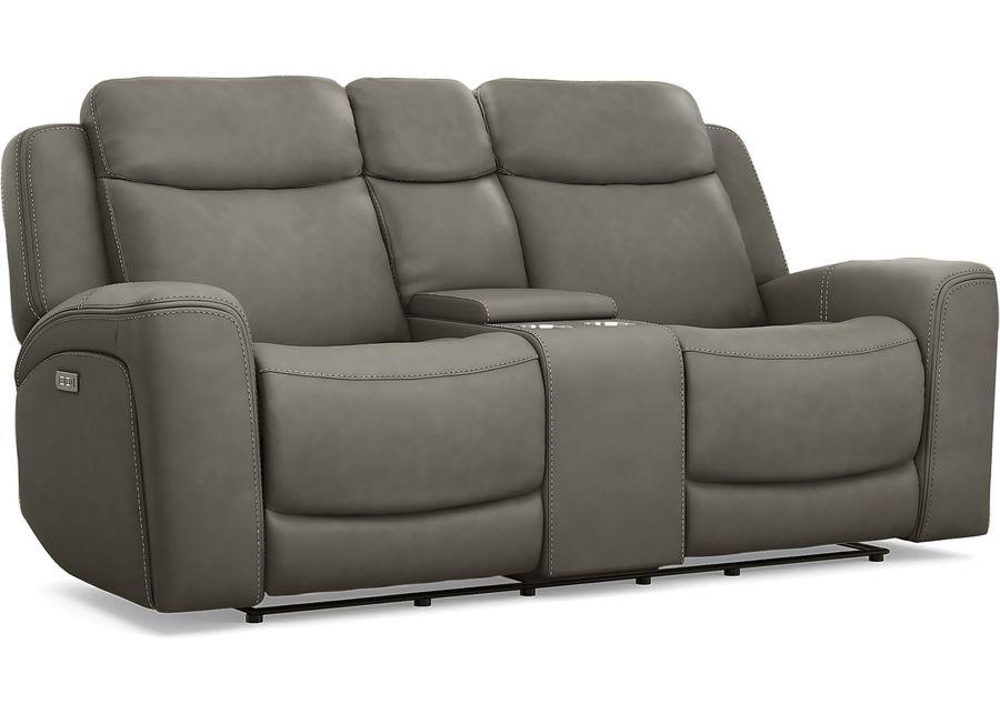 Davidson Dark Gray Leather 8 Pc Dual Power Reclining Living Room