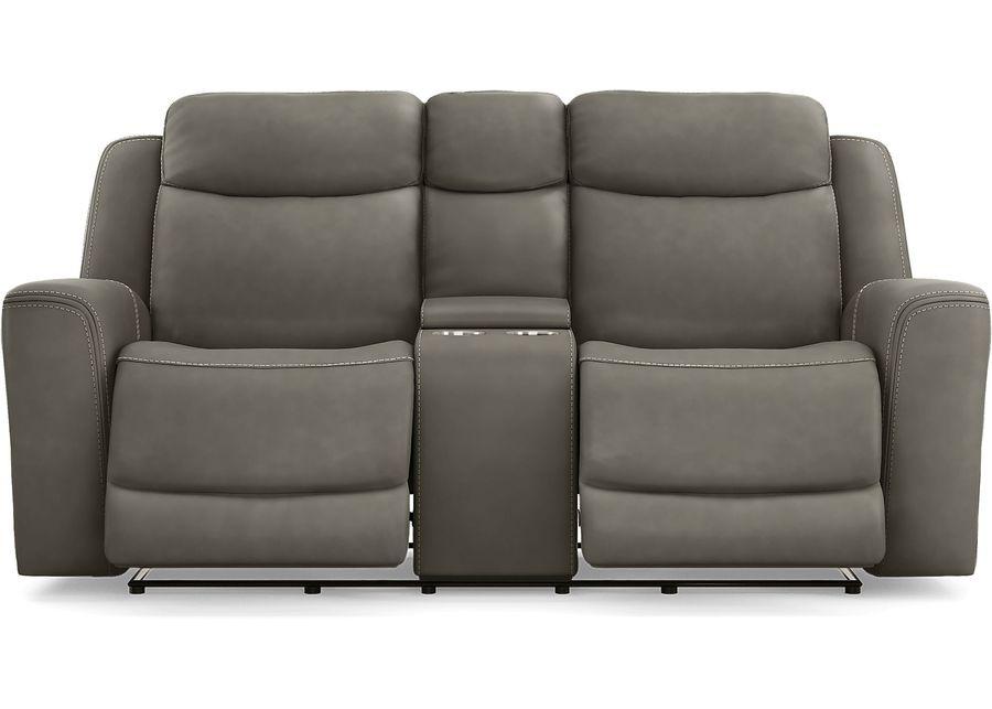 Davidson Dark Gray Leather 8 Pc Dual Power Reclining Living Room