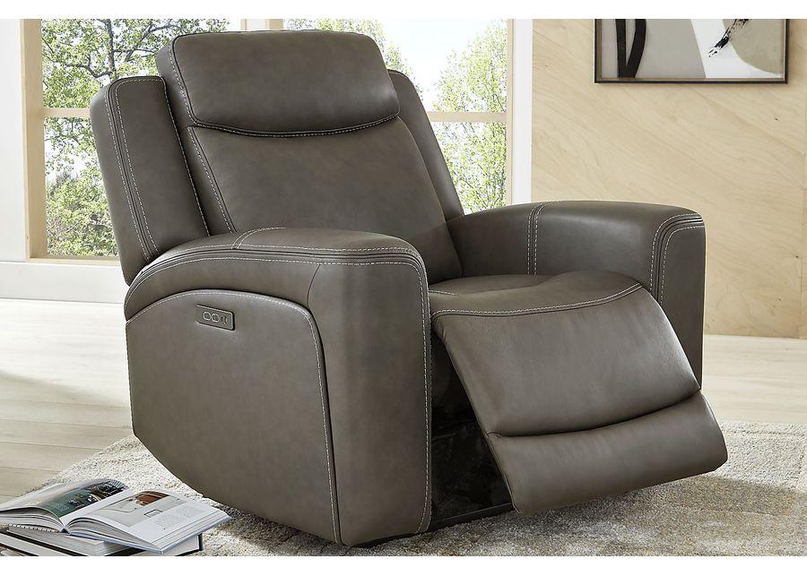 Davidson Dark Gray Leather 8 Pc Dual Power Reclining Living Room