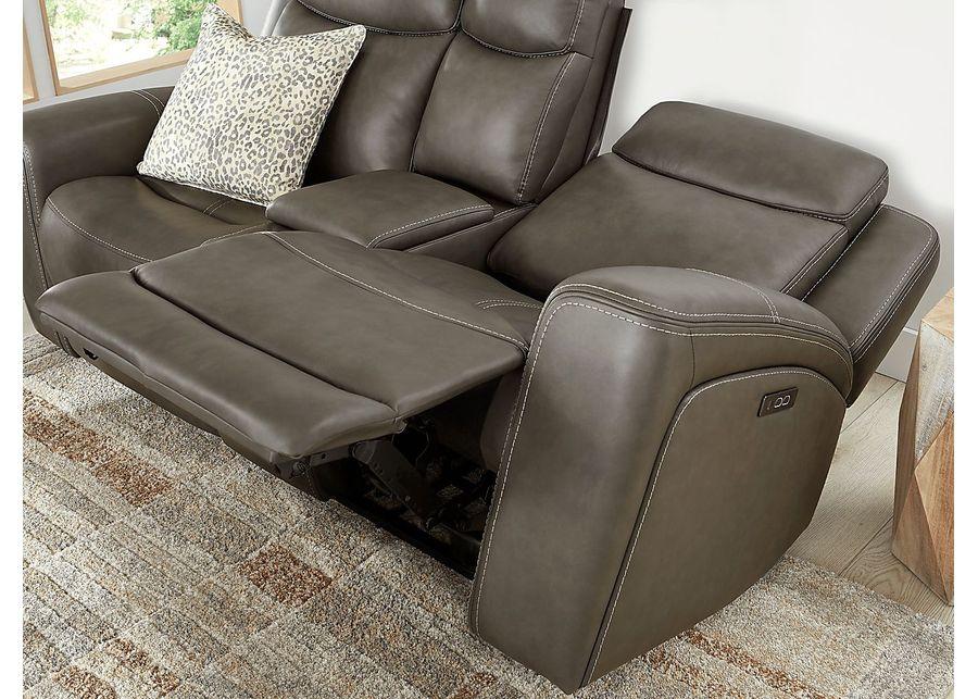 Davidson Dark Gray Leather 8 Pc Dual Power Reclining Living Room