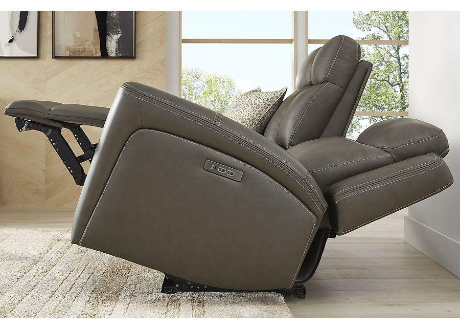 Davidson Dark Gray Leather 8 Pc Dual Power Reclining Living Room