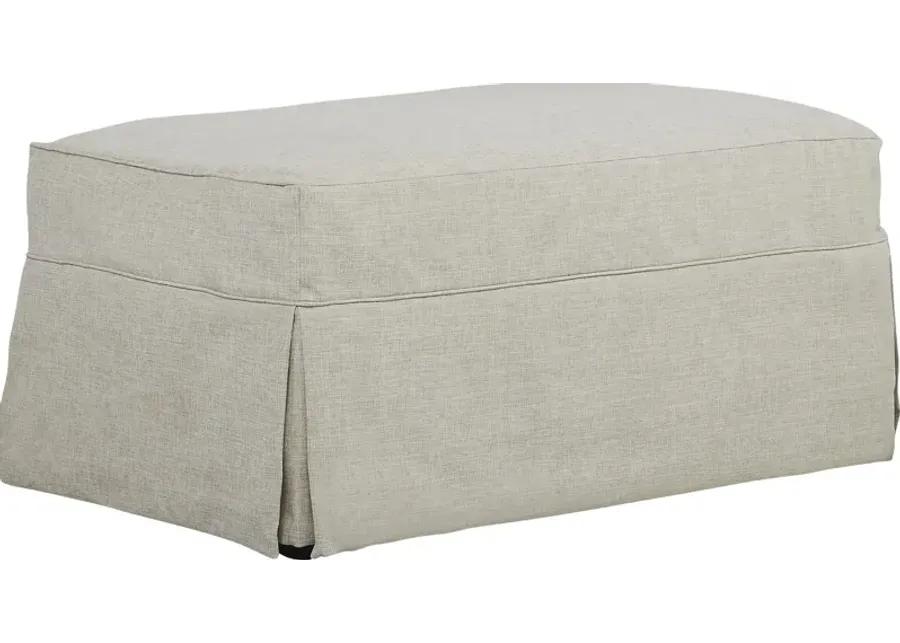 Beachside Walk Linen Textured Slipcover Ottoman