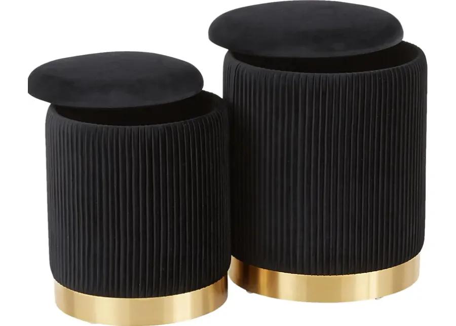 Lyerly Black Ottoman, Set of 2