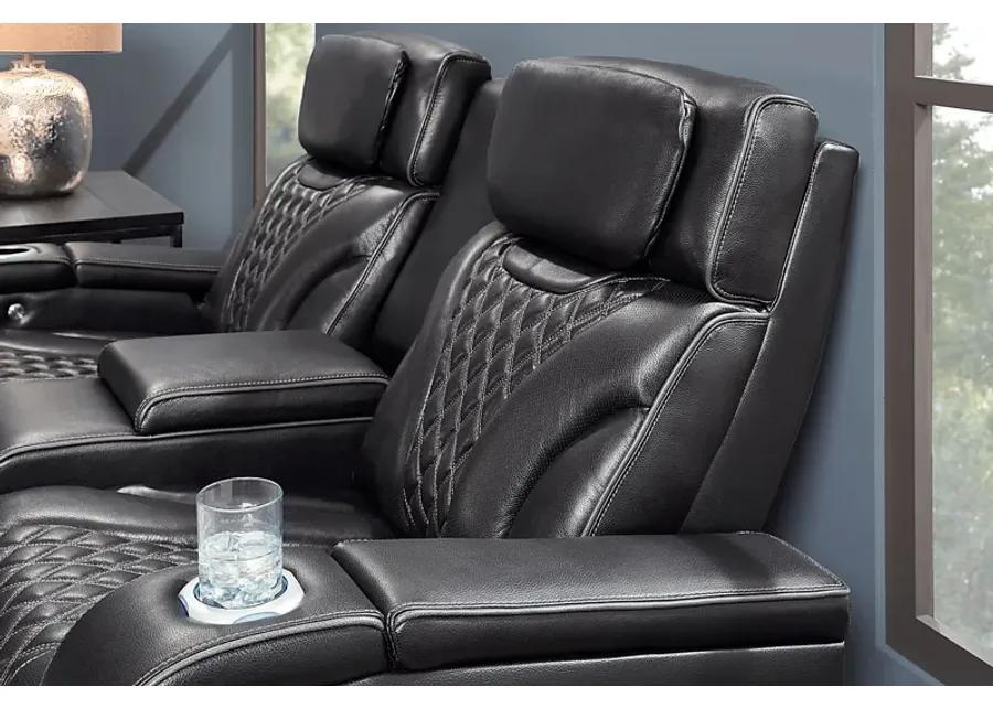 Horizon Ridge Black Leather 2 Pc Triple Power Reclining Living Room with Massage and Heat