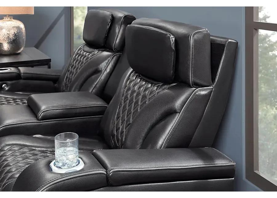 Horizon Ridge Black Leather 2 Pc Triple Power Reclining Living Room with Massage and Heat