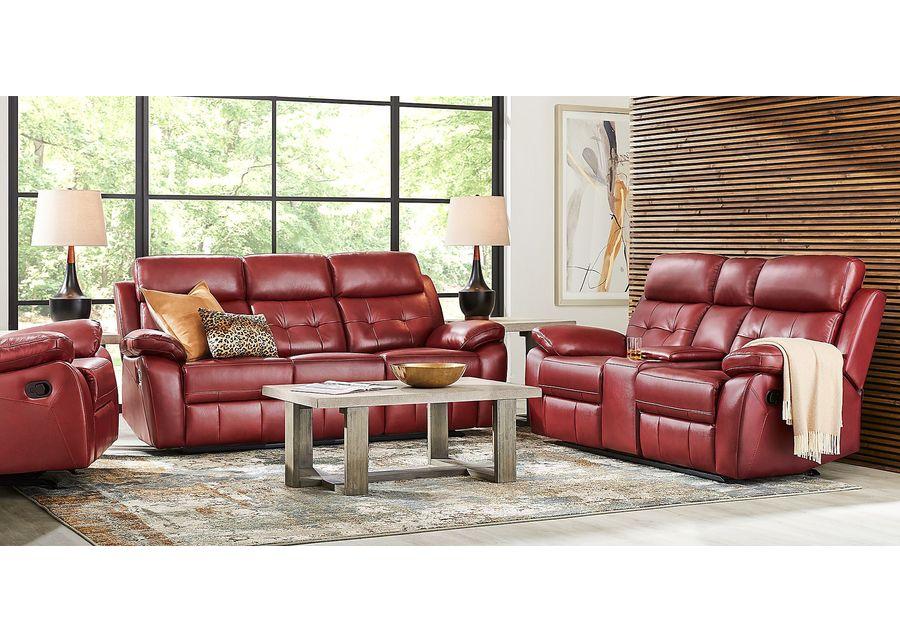 Antonin Red Leather 7 Pc Reclining Living Room