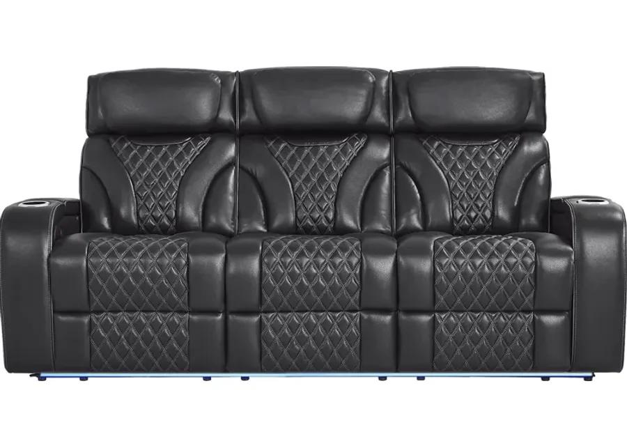 Horizon Ridge Black Leather 5 Pc Triple Power Reclining Living Room with Massage and Heat