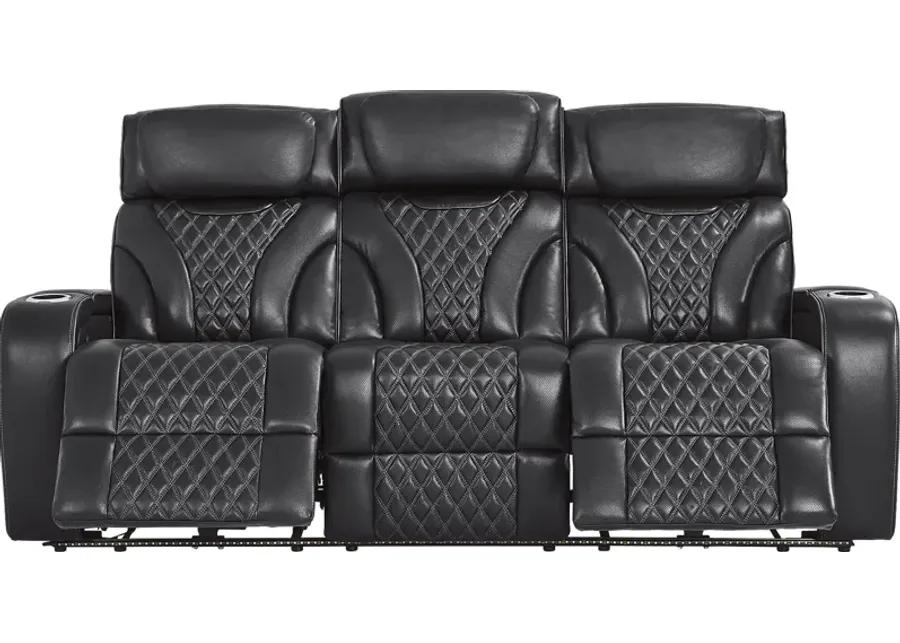 Horizon Ridge Black Leather 5 Pc Triple Power Reclining Living Room with Massage and Heat