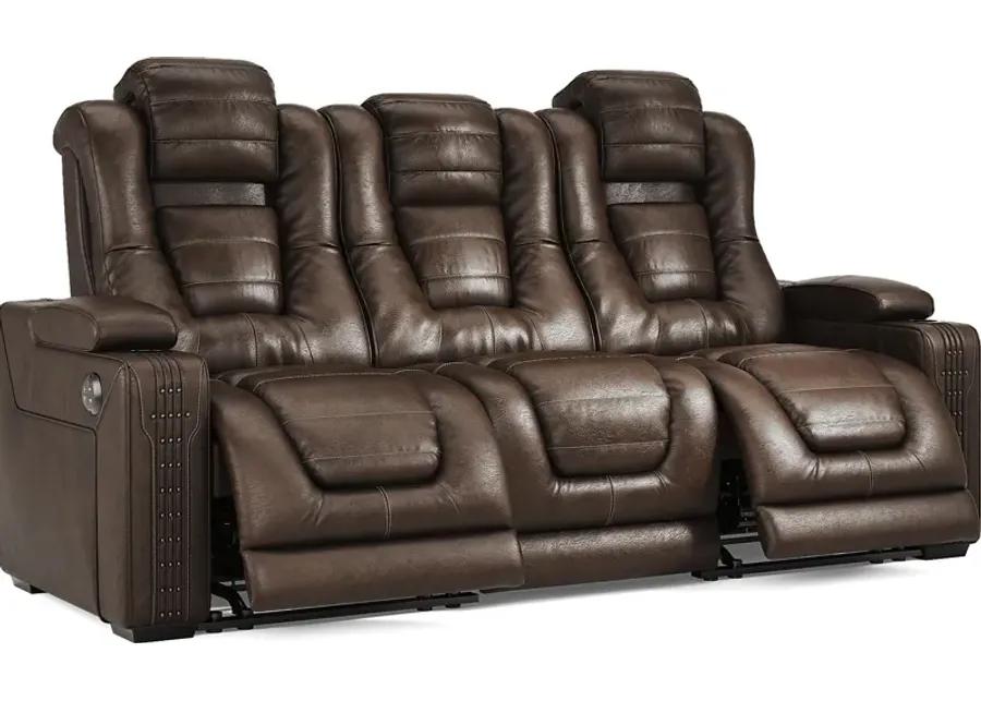 Renegade Brown Leather 2 Pc Living Room with Dual Power Reclining Sofa