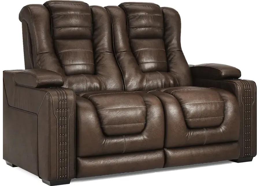 Renegade Brown Leather 2 Pc Living Room with Dual Power Reclining Sofa