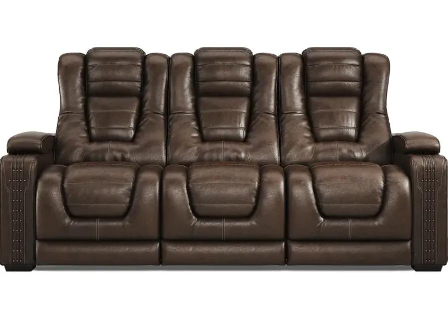 Renegade Brown Leather 2 Pc Living Room with Dual Power Reclining Sofa