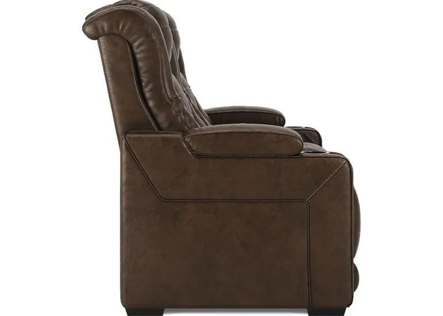 Renegade Brown Leather 2 Pc Living Room with Dual Power Reclining Sofa