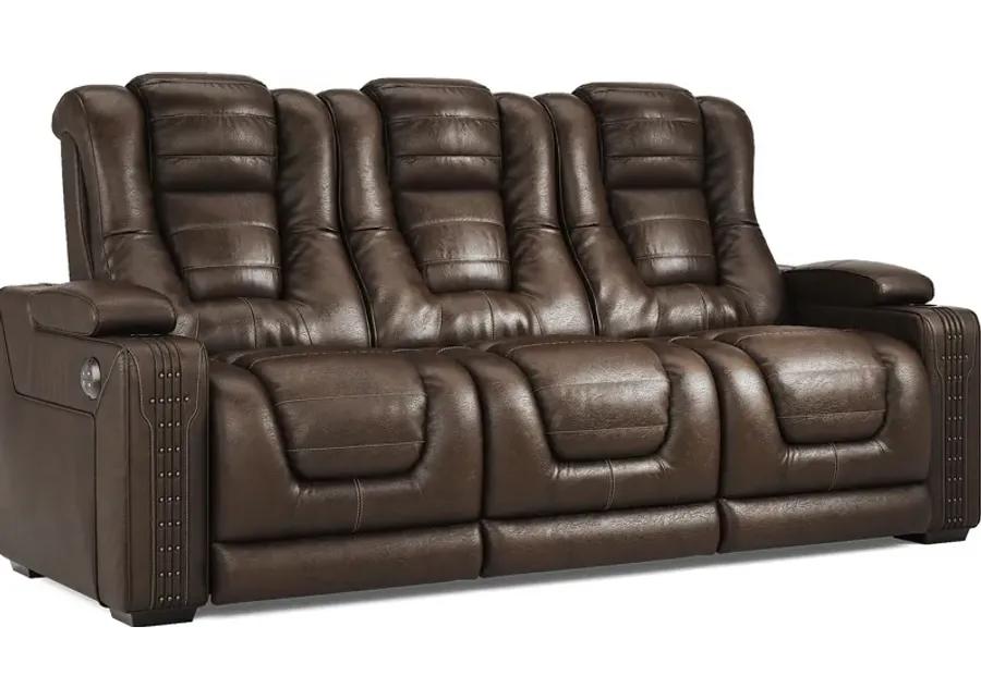 Renegade Brown Leather 2 Pc Living Room with Dual Power Reclining Sofa