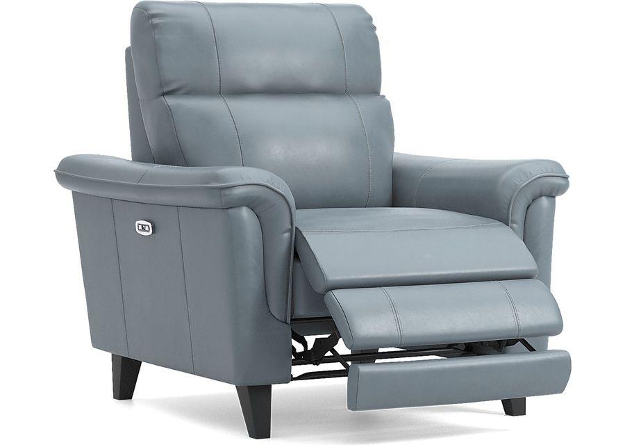 Avezzano Blue Leather 8 Pc Dual Power Reclining Living Room