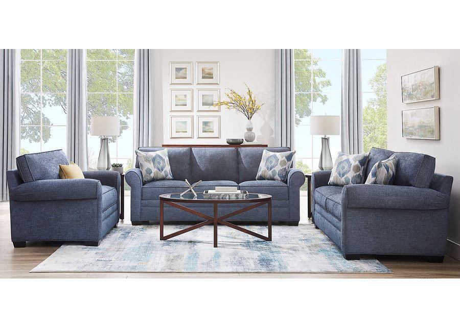 Bellingham Sapphire Textured Chenille 7 Pc Living Room with Sleeper Sofa