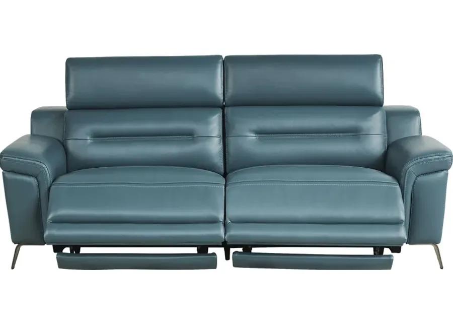 Castella Teal Leather 5 Pc Dual Power Reclining Living Room