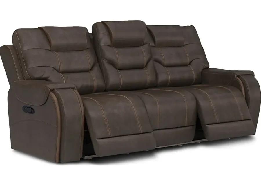 River Landing Brown Reclining Sofa