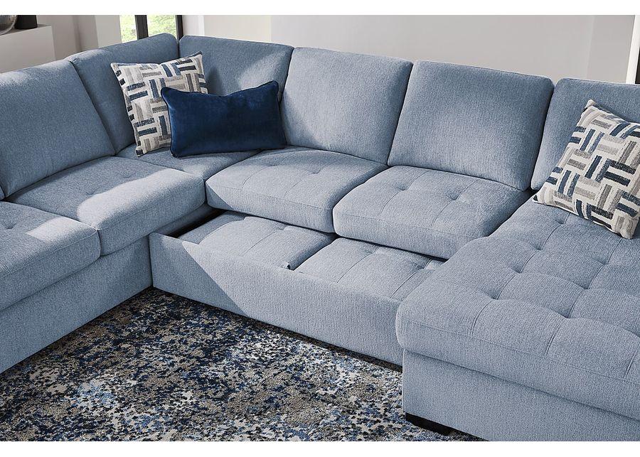 Geneva Blue 3 Pc Sleeper Sectional