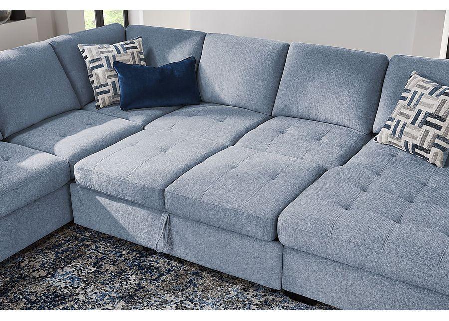 Geneva Blue 3 Pc Sleeper Sectional