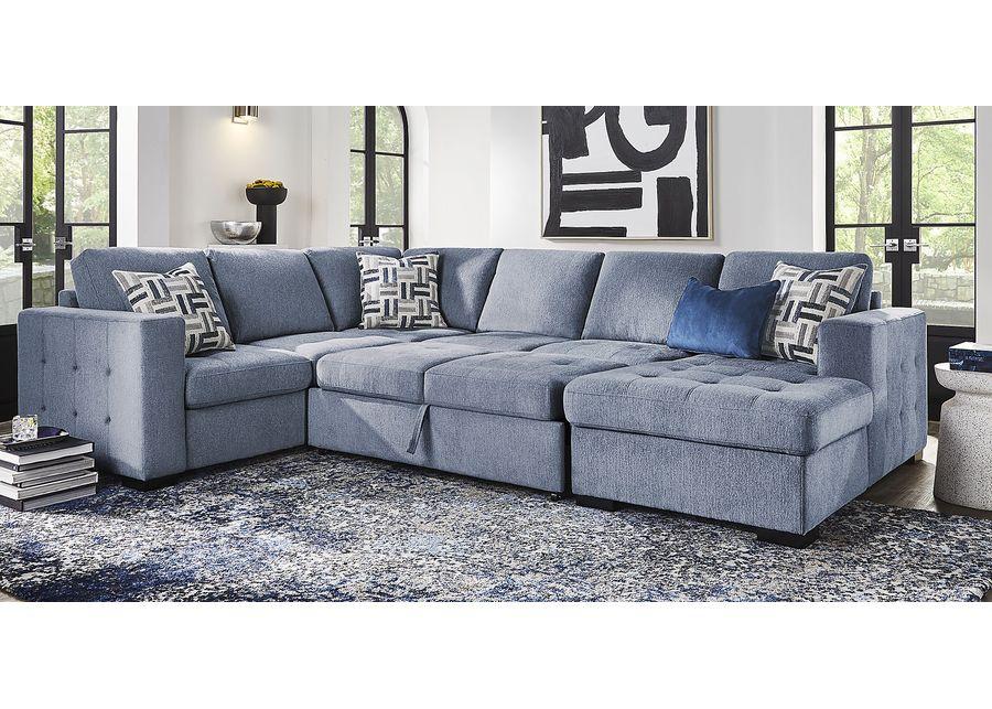 Geneva Blue 3 Pc Sleeper Sectional