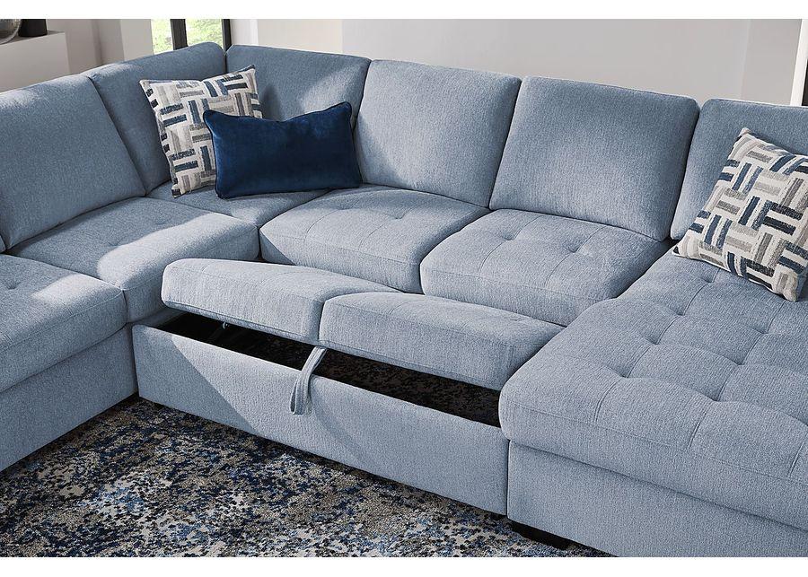 Geneva Blue 3 Pc Sleeper Sectional