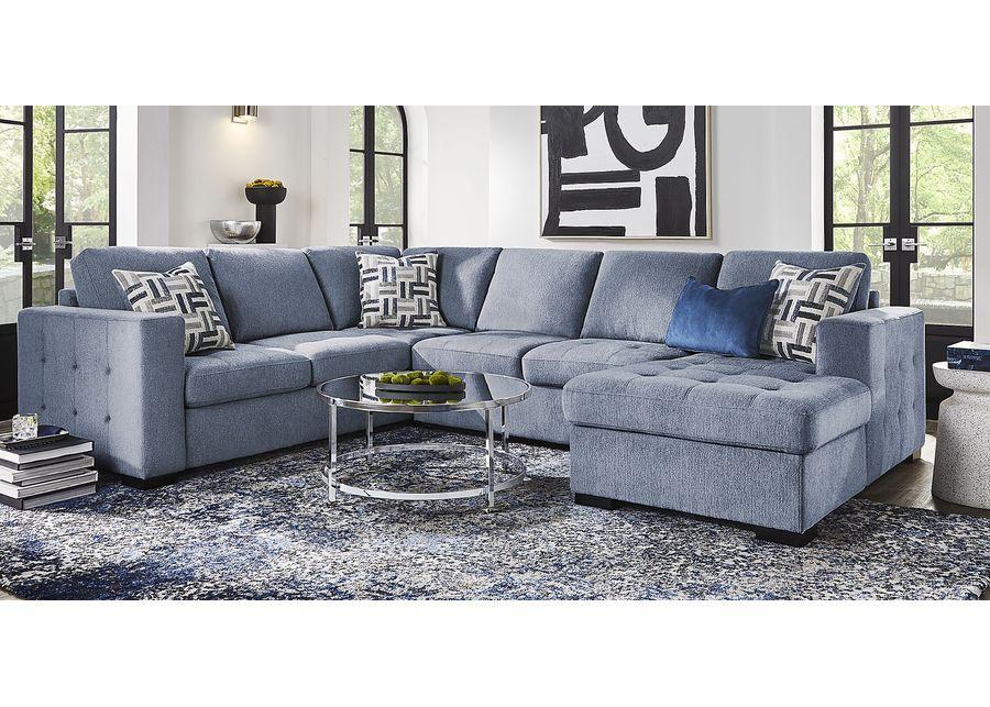 Geneva Blue 3 Pc Sleeper Sectional