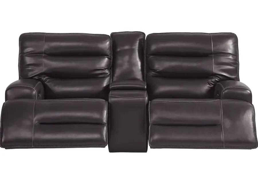 Davoli Black Leather 7 Pc Dual Power Reclining Living Room