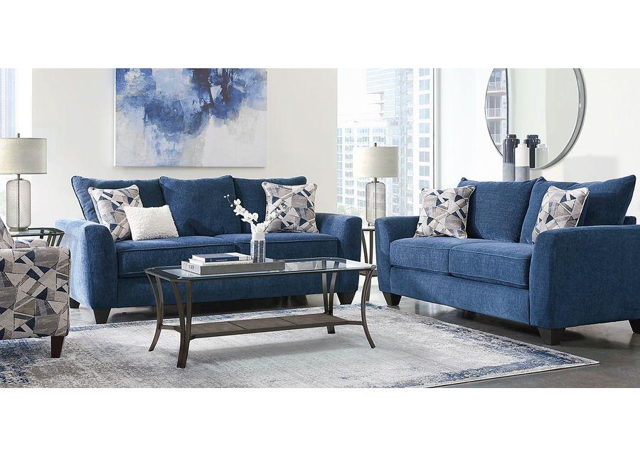 Sandia Heights Blue 8 Pc Living Room with Gel Foam Sleeper Sofa