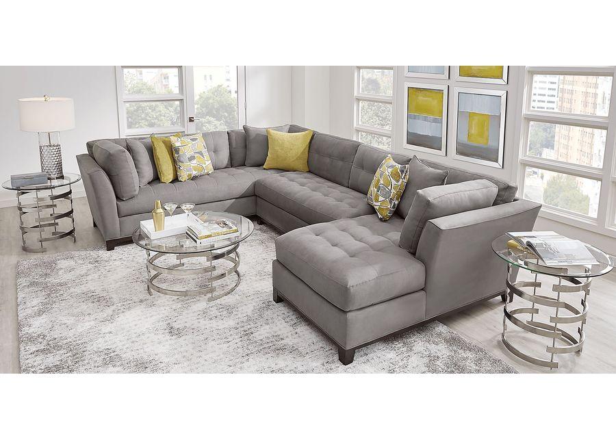 Metro Gray Microfiber 3 Pc Sectional