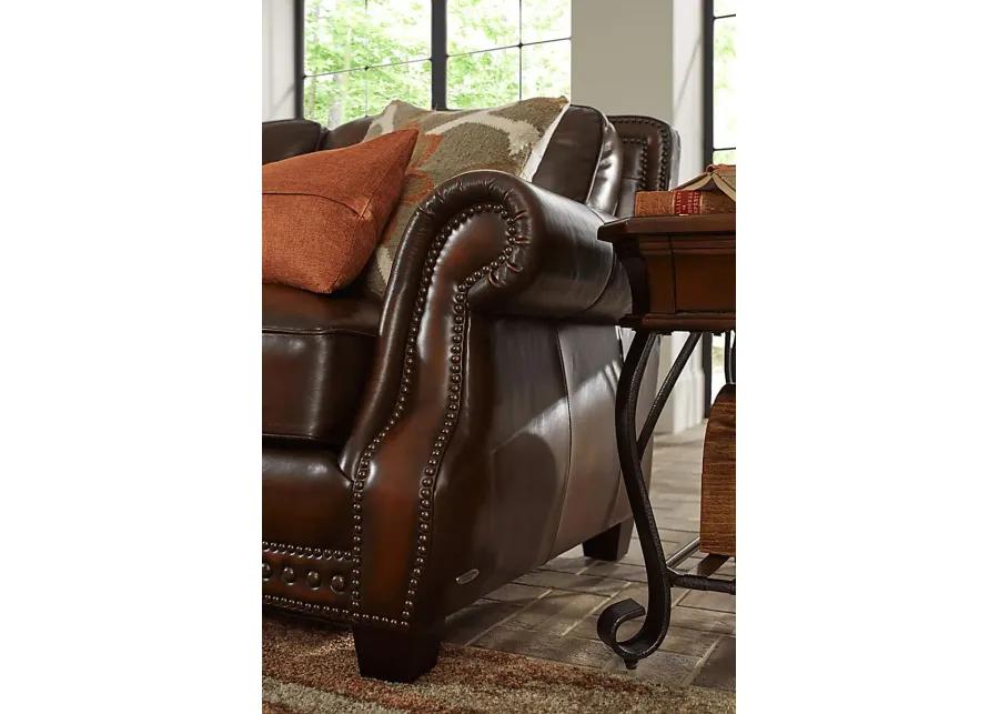 Calvano Brown Leather 3 Pc Living Room