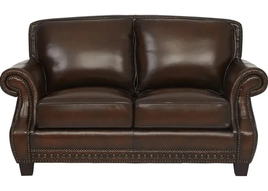 Calvano Brown Leather 3 Pc Living Room