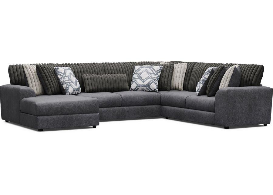 Moreau Street Black 6 Pc Sectional Living Room