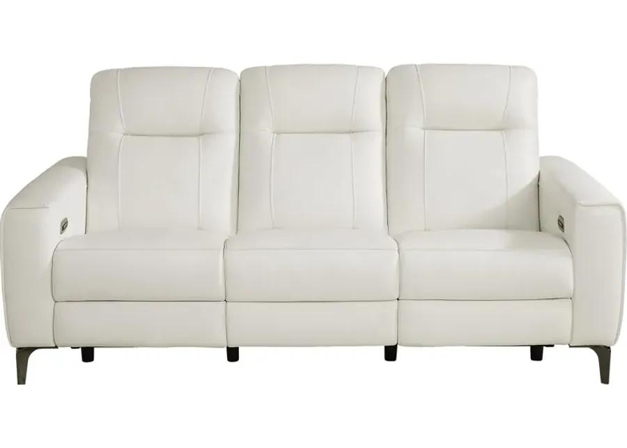 Parkside Heights White Leather 6 Pc Dual Power Reclining Living Room