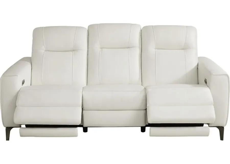 Parkside Heights White Leather 6 Pc Dual Power Reclining Living Room