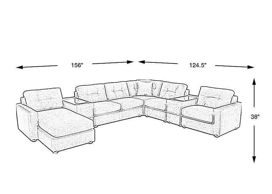 ModularOne Beige 7 Pc Sleeper Sectional with Media Consoles