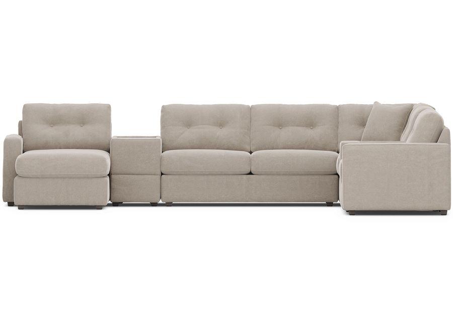 ModularOne Beige 7 Pc Sleeper Sectional with Media Consoles