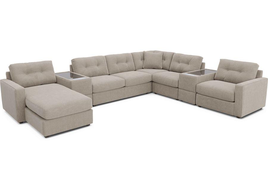 ModularOne Beige 7 Pc Sleeper Sectional with Media Consoles