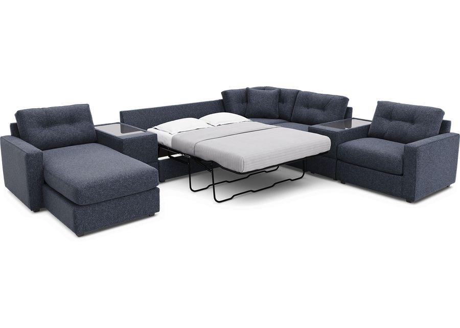 ModularOne Navy 7 Pc Sleeper Sectional