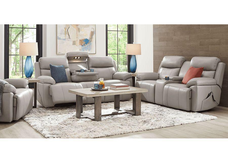 Barolo Dove Leather 5 Pc Triple Power Reclining Living Room with Massage and Heat