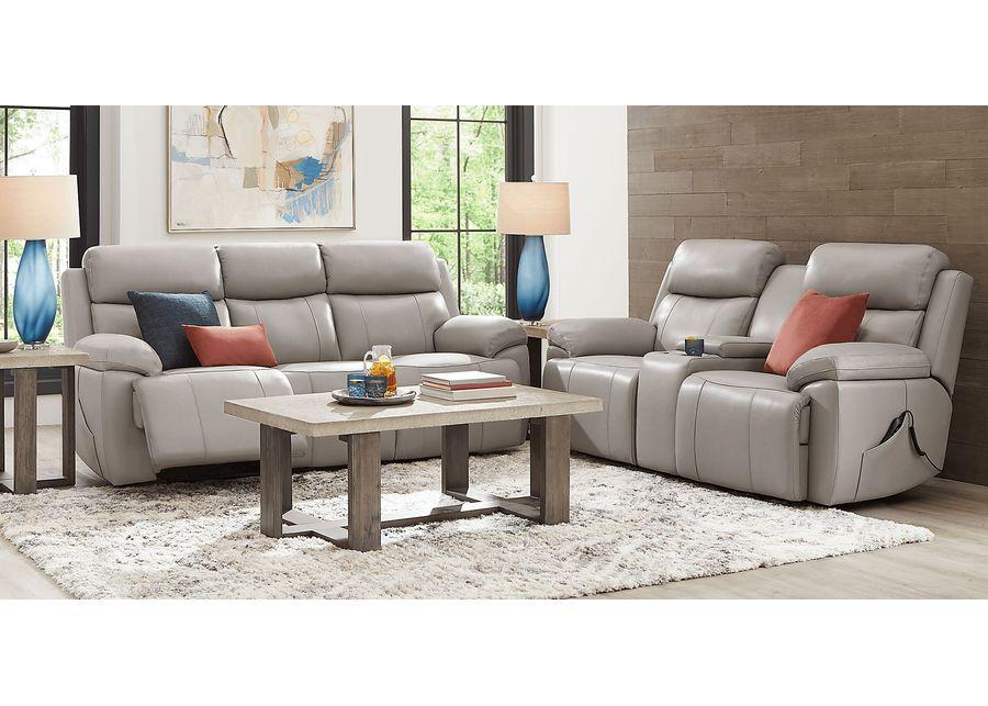 Barolo Dove Leather 5 Pc Triple Power Reclining Living Room with Massage and Heat