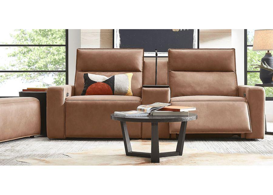 ModularTwo Saddle 3 Pc Dual Power Reclining Sectional with Wood Top Console