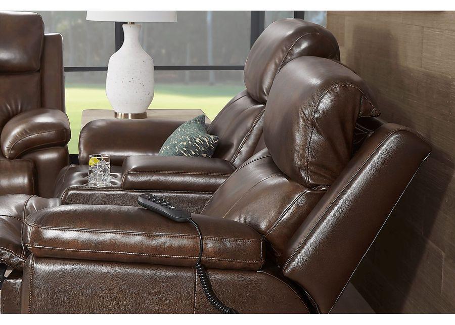 Barolo Brown Leather 2 Pc Triple Power Reclining Living Room with Massage and Heat