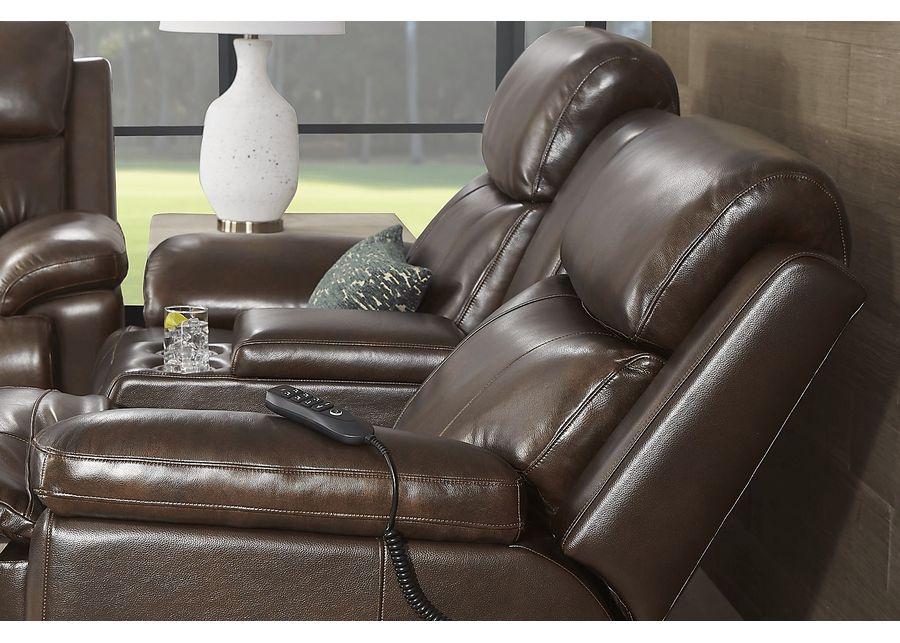 Barolo Brown Leather 2 Pc Triple Power Reclining Living Room with Massage and Heat