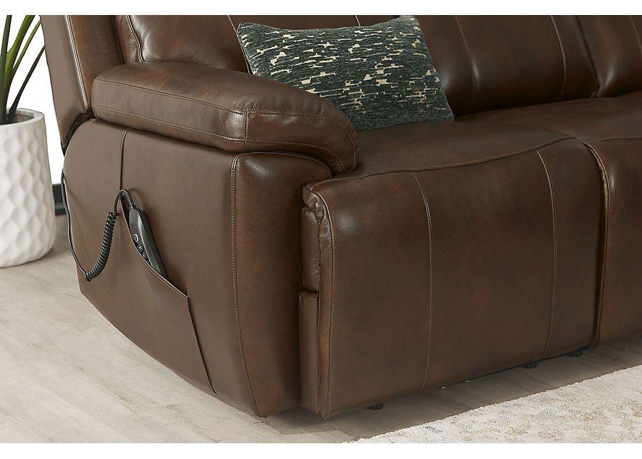 Barolo Brown Leather 2 Pc Triple Power Reclining Living Room with Massage and Heat