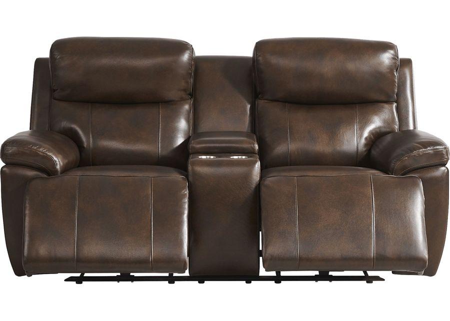 Barolo Brown Leather 2 Pc Triple Power Reclining Living Room with Massage and Heat