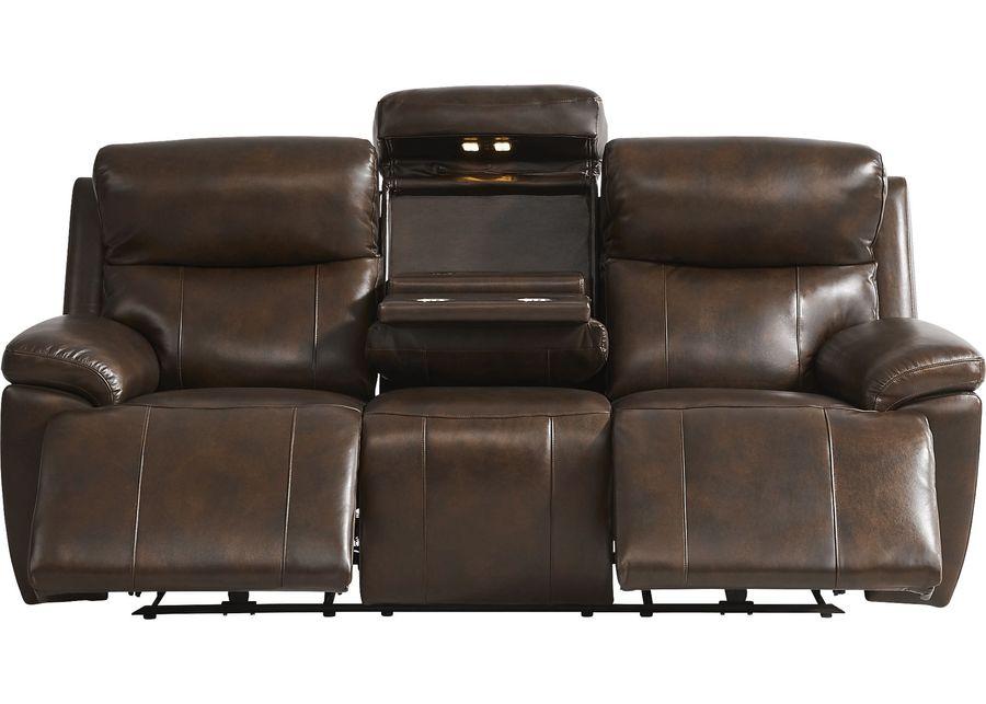 Barolo Brown Leather 2 Pc Triple Power Reclining Living Room with Massage and Heat