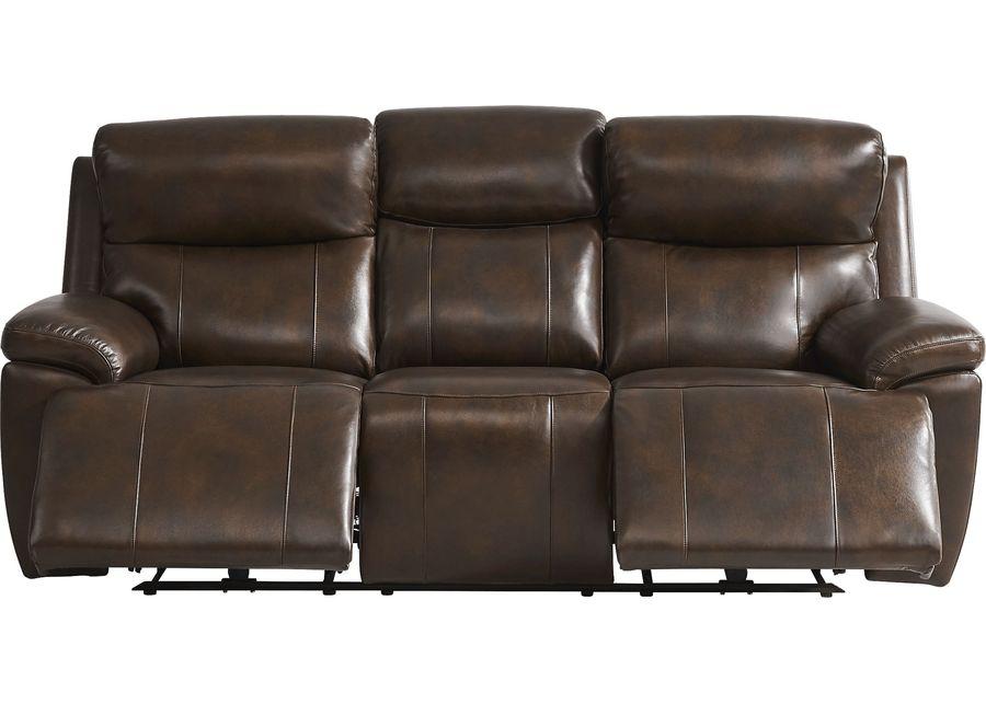 Barolo Brown Leather 2 Pc Triple Power Reclining Living Room with Massage and Heat