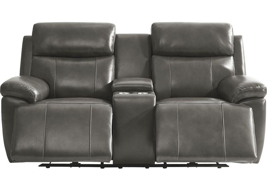 Barolo Dark Gray Leather 2 Pc Triple Power Reclining Living Room with Massage and Heat